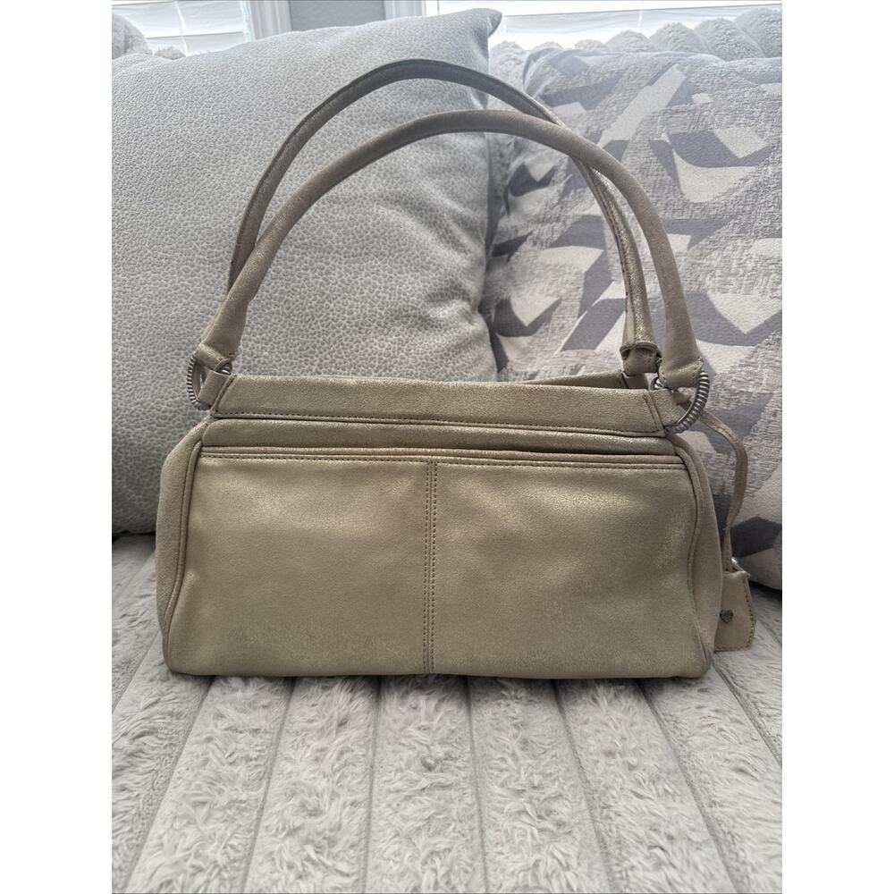 VINTAGE JUDITH RIPKA "JANE" GOLDEN METALLIC LEATHER EAST-WEST HANDBAG. Read - Picture 7 of 16